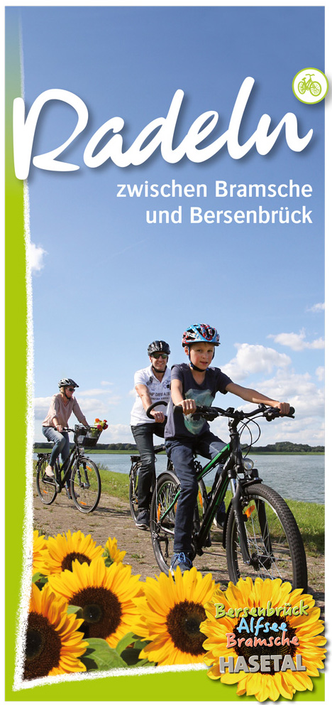 Titelbild der neuen Radelkarte Radeln zwischen Bramsche und Bersenbrück mit Familie auf Fahrrädern