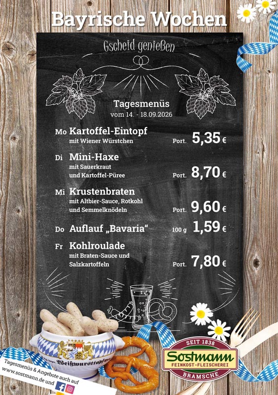 Bayrische Wochen bei Sostmann mit Angeboten in der 38. Kalenderwoche 2026